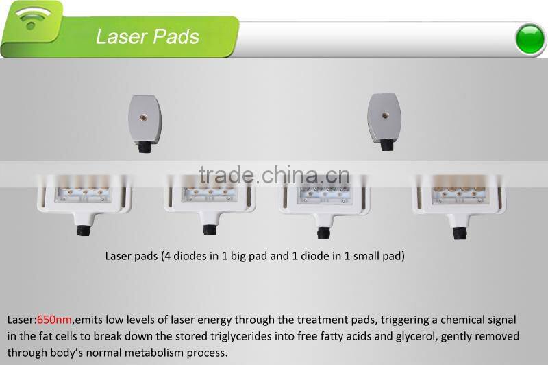 Portable laser slimming machine, 8-inch LCD touch screen with simple&user-friendly interface, 4 large pads and 2 small pads