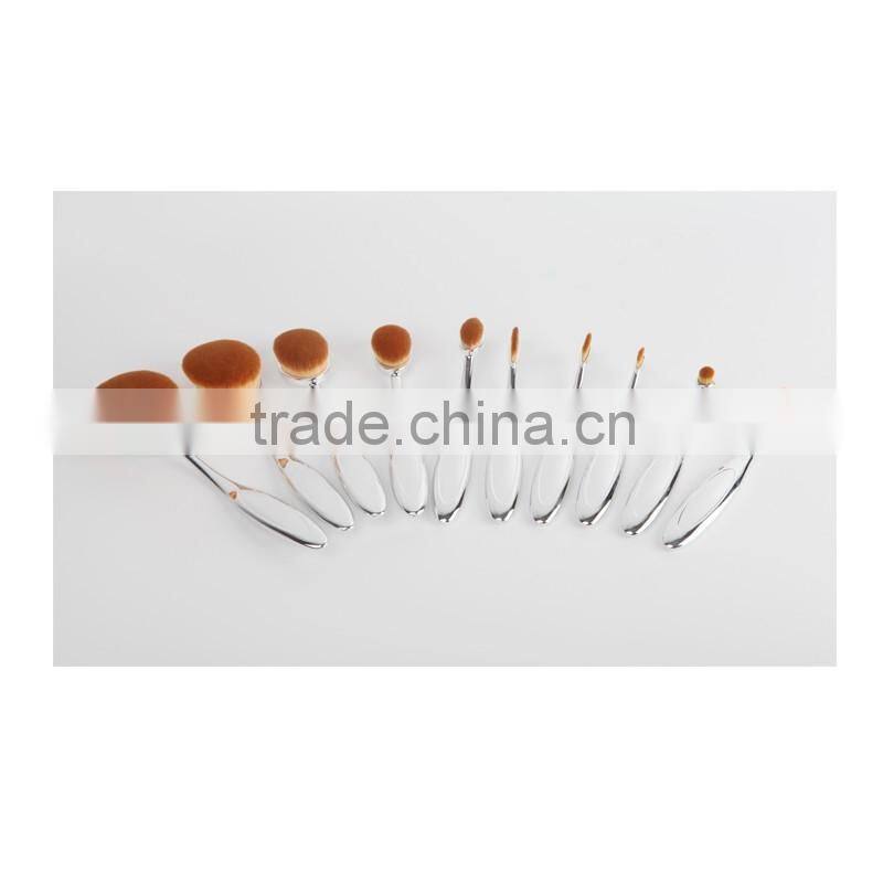 2016 Toothbrush Design Makeup Brush Brush Makeup Cosmetics New High Quality Professional 10 Pcs Rose Gold Oval Brush Set