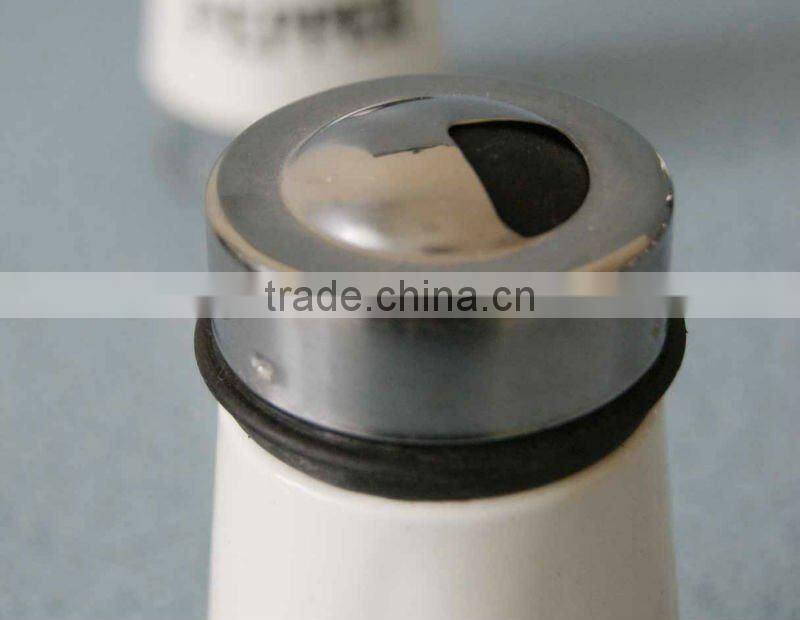 high quality mini glass spice jar set wtih metal coat