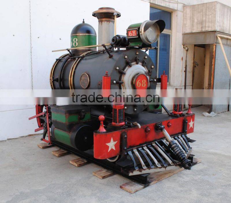 Outdoor steam train with christmas decotation