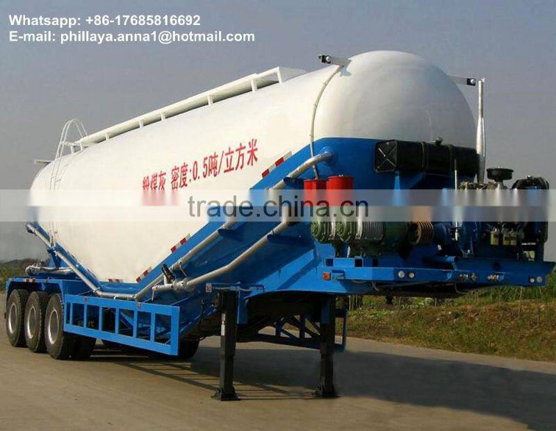 Tri-axle dry bulk cement tanker , cement bulker truck trailers with air compressor