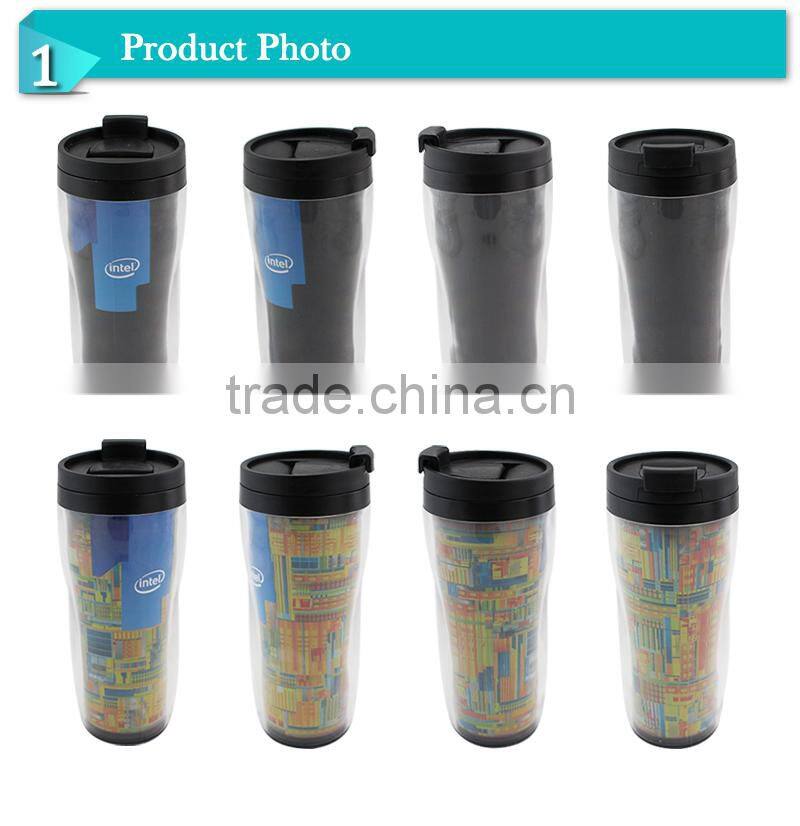 Custom logo plastic change vacuum thermos mug