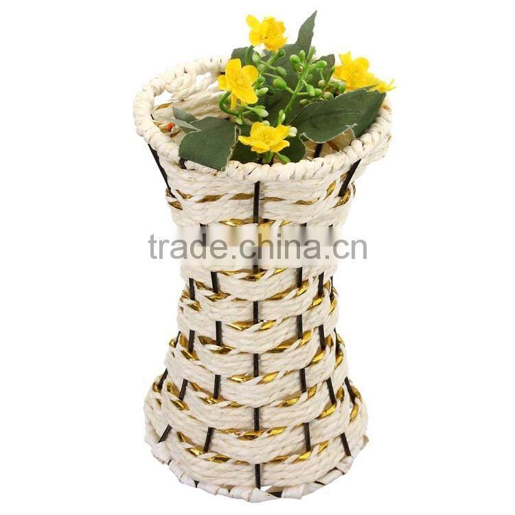 Cheap white & gold paper rope handcraft mini decorate baskets for indian wedding