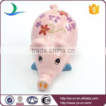 Cute pink hand painted ceramic pig modern home decor