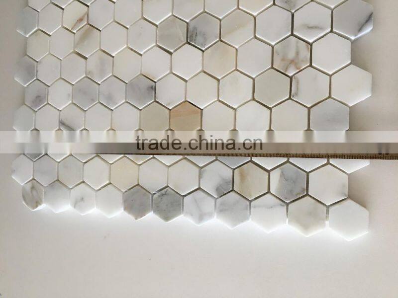 Italy calacatta gold marble mosaic tiles iridescent floor