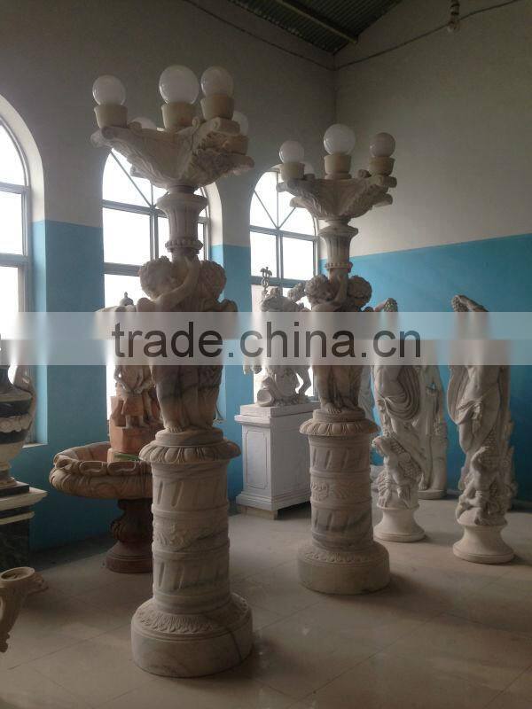 White Marble Lamp With Little Angel Statues
