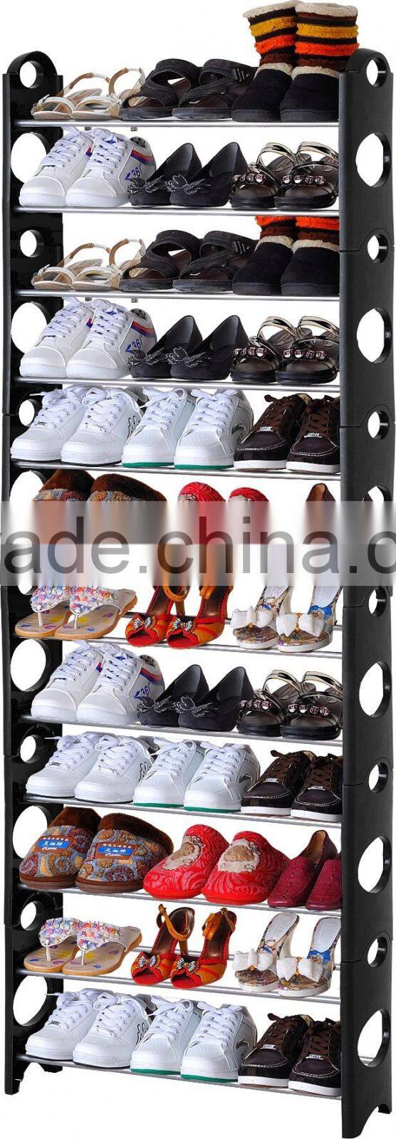 Store More Black Stackable Adjustable Plastic Shoe Shelf