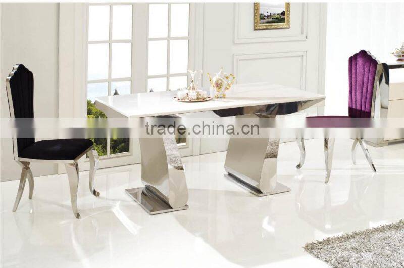 TH362 Hot Sale White Marble Top 6 Seater Dining Table