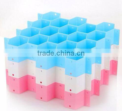 cy272 Cute Pink Plastic Honeycomb Shape Cellular Sorting Grid Drawer Clothing Organizer Storage Box Container for Clothes
