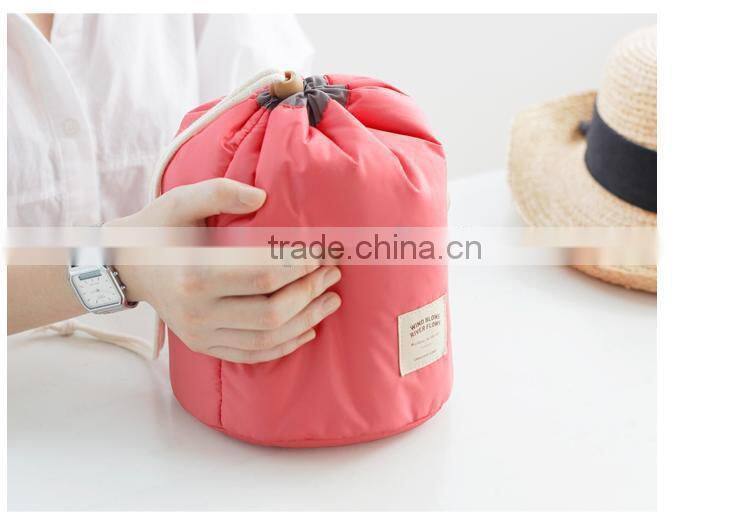 New han edition cylinder large volume waterproof draw string washing digital multifunctional travel to receive cosmetic bag