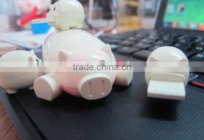 New Arrival Lovely Cartoon Pig Design 3 Port USB Hub 2.0 USB Interface Promotion Gift Choice Present With Card Reader Function