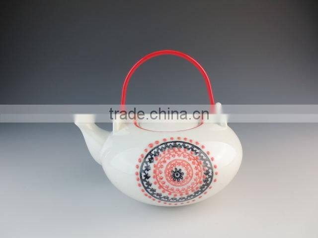 Eco-friendly Chinese style ceramic teapot with iron handle