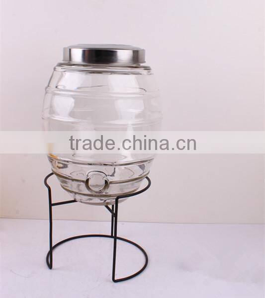 5pcs glass juice dispenser set with metal clip