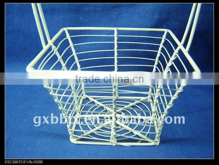 Square creamywhite wire storage fruit&fry basket