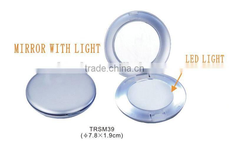 Plastic pocket lighted mirror foldable cosmetic mirror with LED light