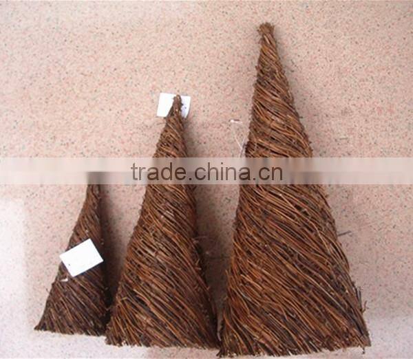RH-YF43 Christmas Decoration natural rattan ornament cone shape tree