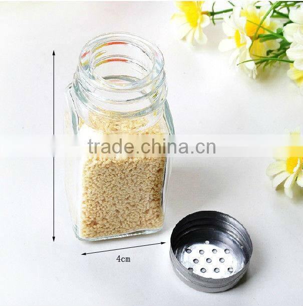 8 pcs square glass salt and pepper bottles of suits with metal rack