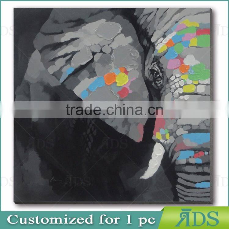 Popular Home Decoration Wall Art Handmade Elephant Canvas Oil Painting