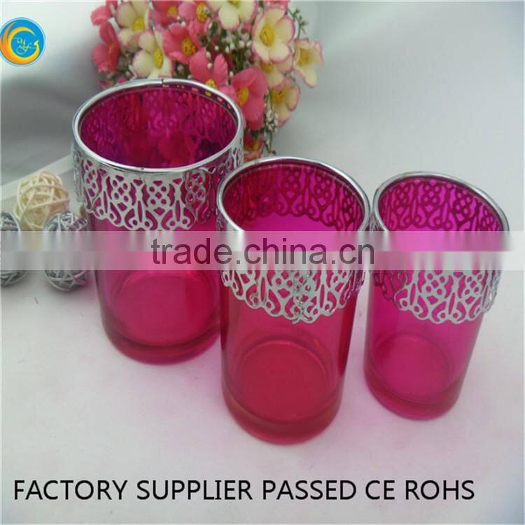 Silver colourful wedding decoration ideas spray glass candlestick holders