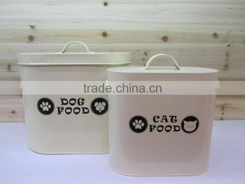 Metal pet food container/galvanized dog food storage bin/household canister with spoon