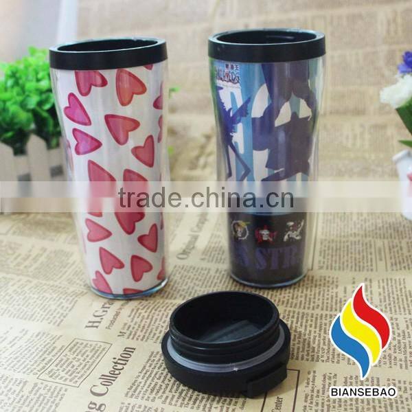 with sealed DIY paper insert Promotion Plastic Coffee Travel Mug