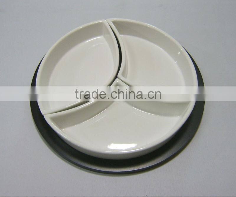 Funny shaped 3pcs white ceramic plant tray