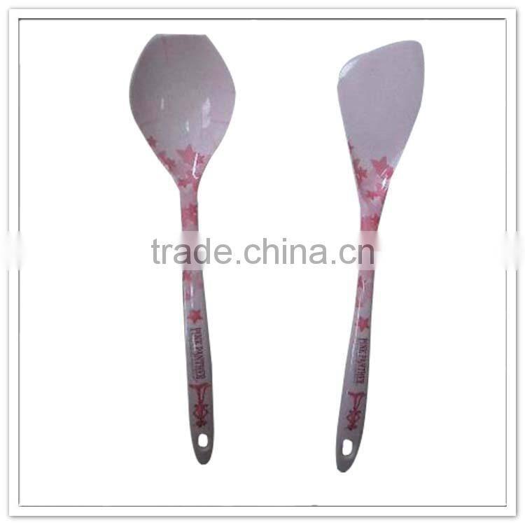 Melamine soup spoon & slanted shovel with decal, plastic kitchen utensil crockery