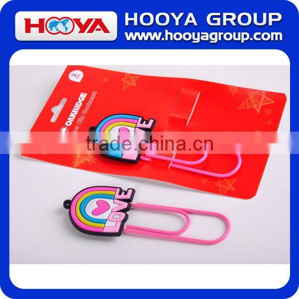 promotional decorative shaped jumbo PVC fancy paper clip bookmarker
