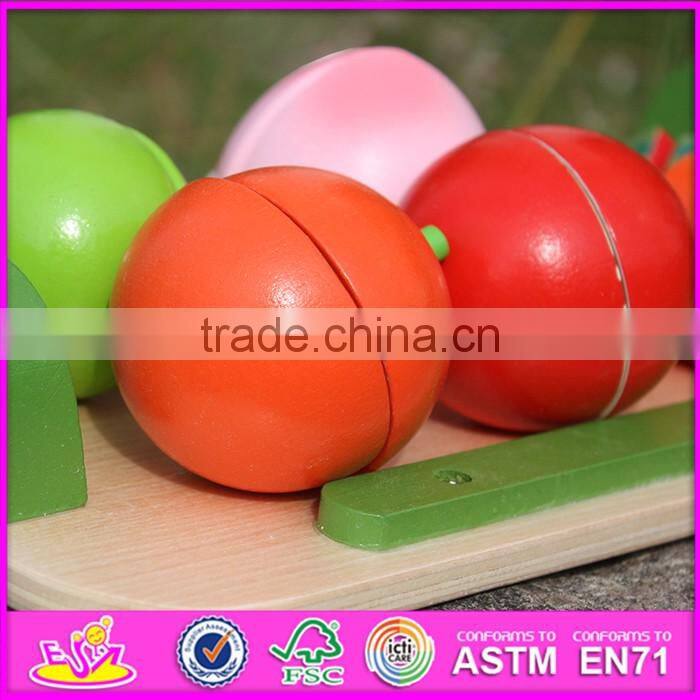 2016 new design children pretend play wooden fruit cutting game W10B177