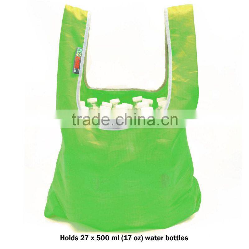 Eco ripstop Nylon Foldable Reusable Bag Tote Grocery Bag Built-in Pouch