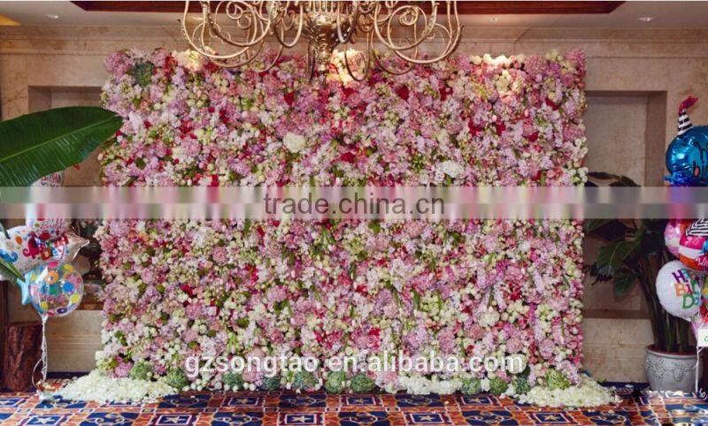 30SQM colorful Artificial Flower Wall with Wholesale Silk Flower Hydrangea and rose for wedding