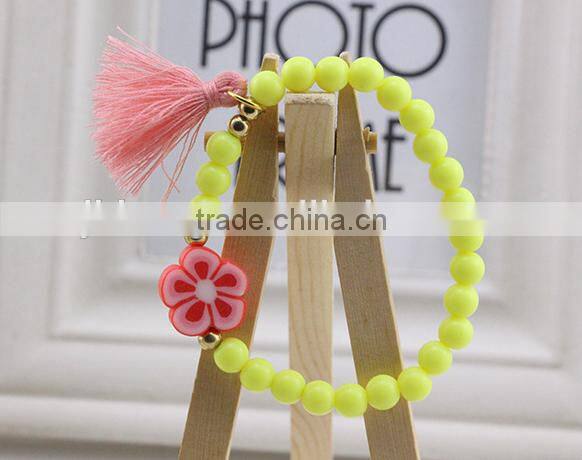 Colorful Bangle Wristband Children Kids Custom Tassel Bead Bracelet