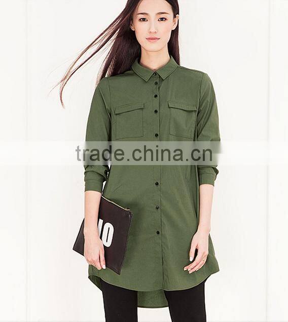 New design cotton long women shirt WMS011