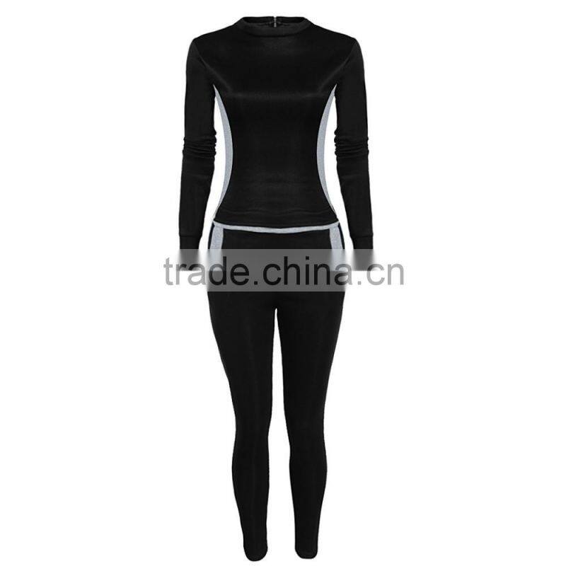 2016 New Ladies Clothing Sets Sweatshirt Hoodie Sport Long Sleeve Back Zipper Splicing Women Tracksuits Sport Suits 2PCS Set