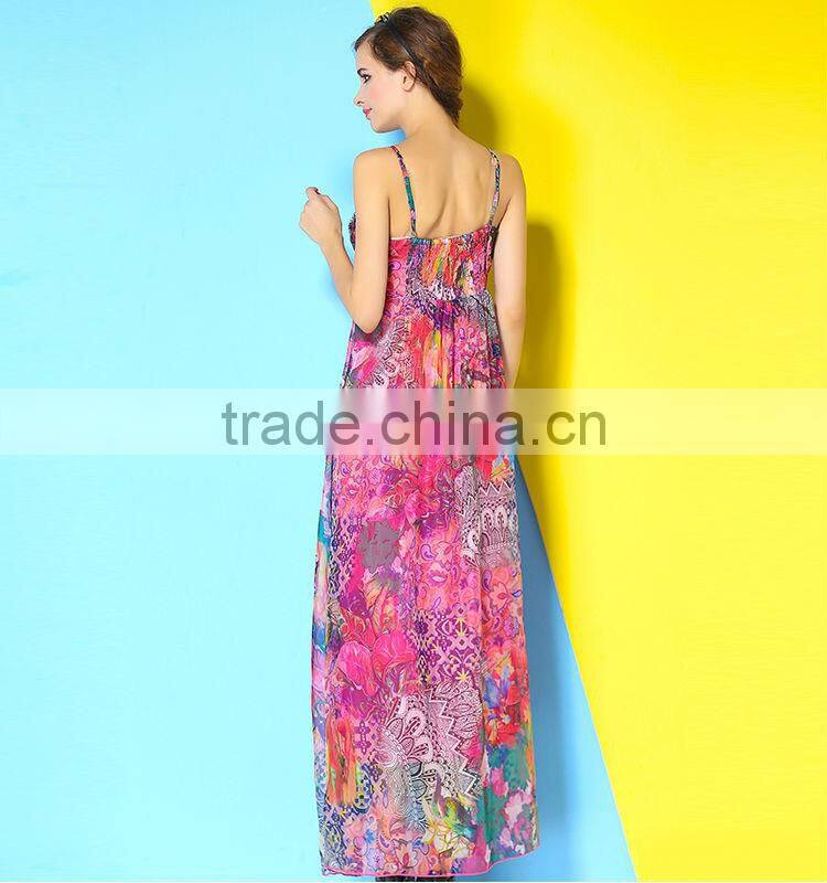 New products for 2015 middle aged women fashion long summer dress