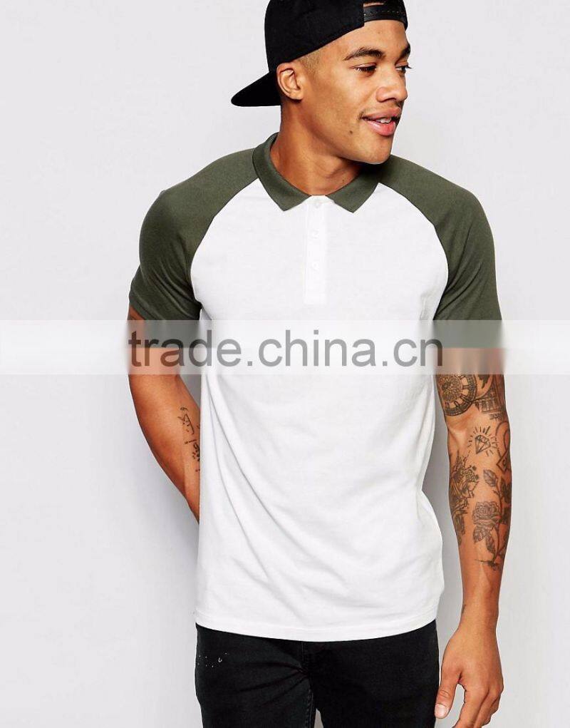 New Design Cheap Price Casual Summer Plain 180g 100% Cotton Short Sleeve Contrast Color Sleeve Mens POLO T-Shirt