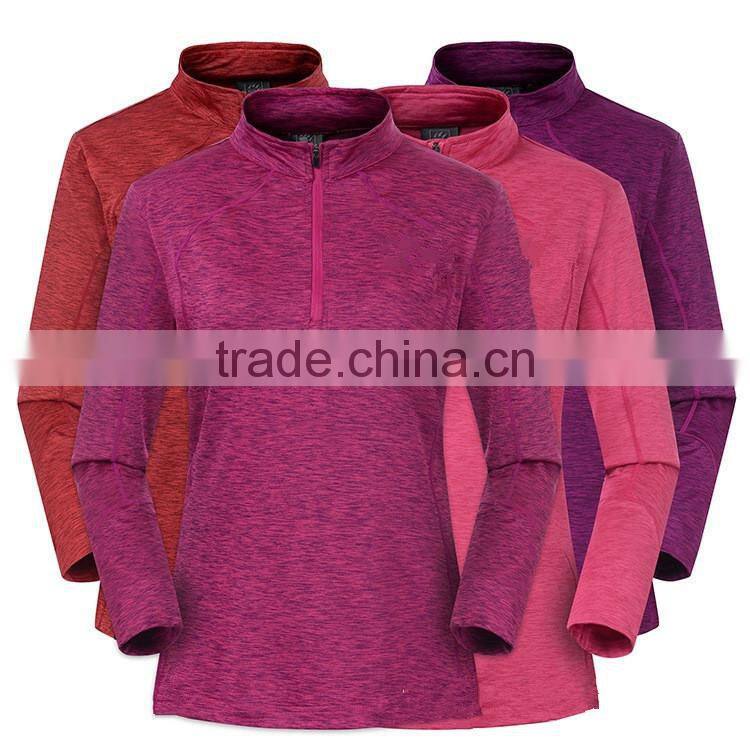 Wholesale Women Half Zip Plain Fitted Dry Fitted Shirts