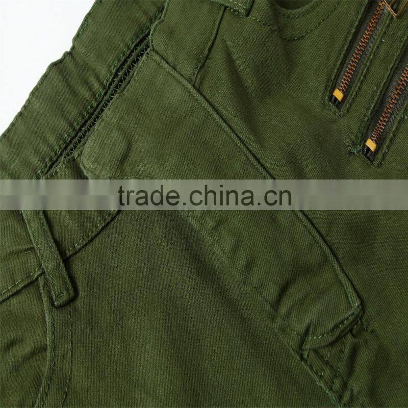 2016 new brand men's fashion jeans green jeans male personality folds comfortable hotsale biker jeans