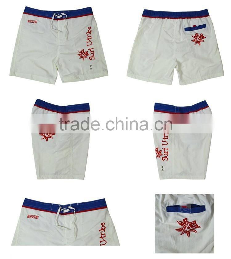 Cheap Price Custom Logo White Board Shorts / Mens Blank Beach Shorts