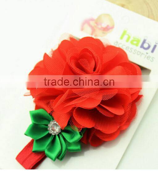 Cheap Sale Christmas Hair Accessories Girls Red Flower Pattern Headband