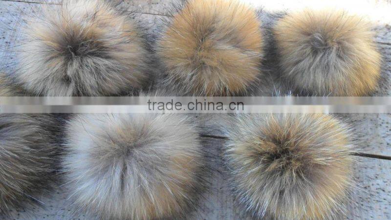 Raccoon fur pom poms For Hat / Garment / Key Chain/Shoes