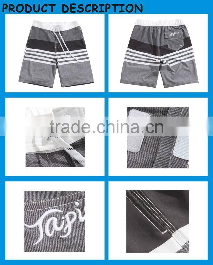 Spandex Men's Boardshort Stripe Grey Design Shorts