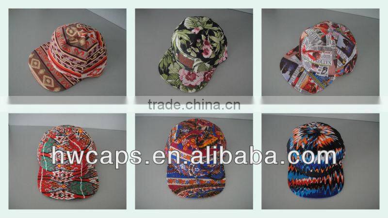 2014 Best Selling 100% Cotton Printed Pattern Very Cheap 5 Panel Cap