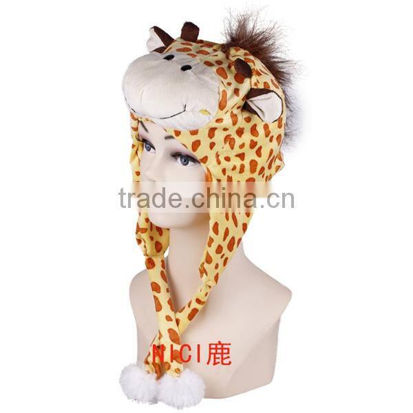 2013 winter plush funny fur animal hats with paws