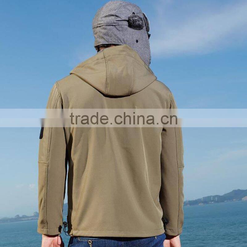 Black softshell jacket army green hooded business jacket