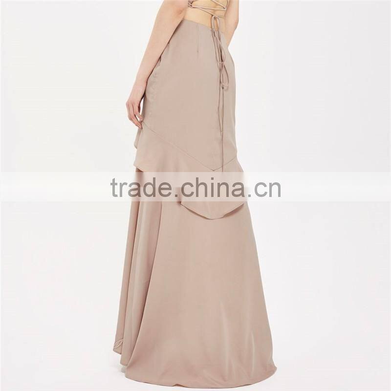 Factory price hot sale lace ruffle pencil women skirt long maxi