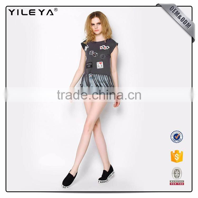 Fashion tassel Pattern Printing 100% Cotton Tank Top