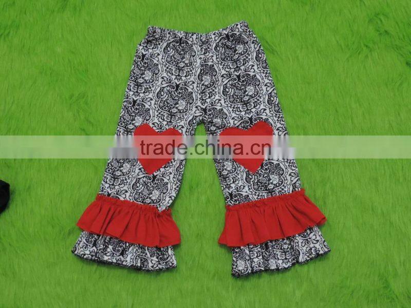 2017 Summer Lovely Baby Girls Pants Little Cute Girls Ruffle Love Pattern Capris