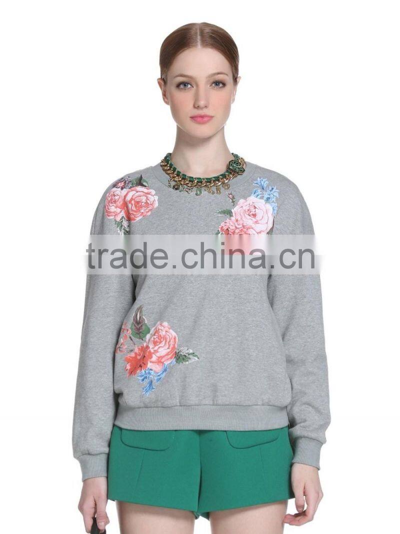 new style original fashion custom womens printed crewneck fleece sweatshirts LH5868