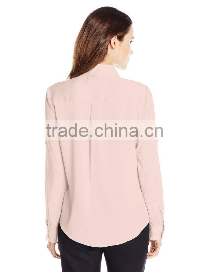 Women's Pink,Orange,Blue Double Button Blouse